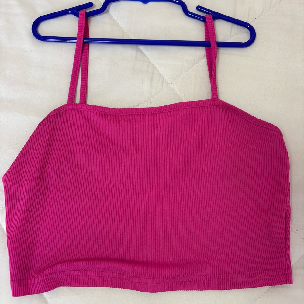 Pink Ribbed Crop Top